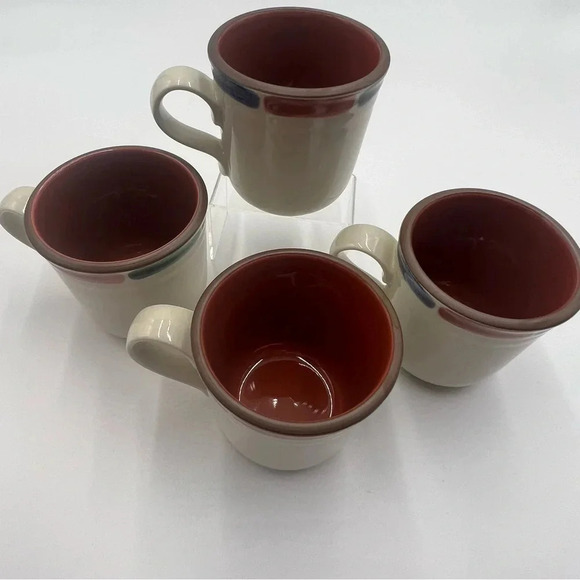 Set‎ of 4 Noritake Stoneware WARM SANDS #8472 Coffee MUGS Tea/Cocoa Cups - Picture 1 of 7